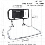 Adjustable Bed Rails for Seniors with Storage Pocket