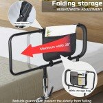 Adjustable Bed Rails for Seniors with Storage Pocket