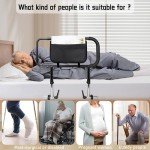 Adjustable Bed Rails for Seniors with Storage Pocket