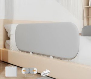 Foldable Baby Bed Rail Guard - 32 Inch Grey