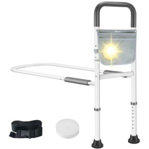 Adjustable Bed Rails for Elderly Safety with Light