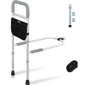 Adjustable Bed Safety Rail for Seniors with Storage