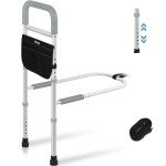 Adjustable Bed Safety Rail for Seniors with Storage