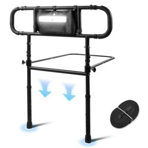 Adjustable Bed Rails for Seniors with Safety Light