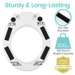 Vive Toilet Seat Risers for Seniors (Raised with Handles) Grab Bar Seat for Seniors - Options for Elongated & Standard Bowls - Elderly Handicap Medical Hip Replacement Surgery Lift, Easy Clean, White