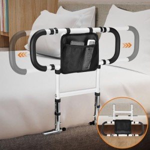 Adjustable Bed Rails for Seniors with Storage Pocket