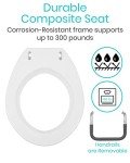Vive Toilet Seat Risers for Seniors (Raised with Handles) Grab Bar Seat for Seniors - Options for Elongated & Standard Bowls - Elderly Handicap Medical Hip Replacement Surgery Lift, Easy Clean, White