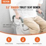 VEVOR Raised Toilet Seat, 3.5" Height Raised, 300 lbs Weight Capacity, for Standard Round Toilet, Aluminum Handrail, with EVA Armrest Padding, for Elderly, Handicap, Patient, Pregnant, Medical