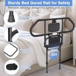 Adjustable Bed Rails with Light & Pocket