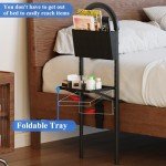 Adjustable Bed Rails for Elderly with Tray & Storage
