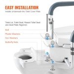 VEVOR Raised Toilet Seat, 3.5" Height Raised, 300 lbs Weight Capacity, for Standard Round Toilet, Aluminum Handrail, with EVA Armrest Padding, for Elderly, Handicap, Patient, Pregnant, Medical