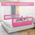 59-Inch Toddler Bed Rail with Safety Lock – Pink