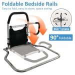 Adjustable Foldable Bed Rails for Seniors with Storage