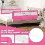 59-Inch Toddler Bed Rail with Safety Lock – Pink