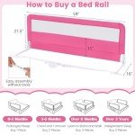 59-Inch Toddler Bed Rail with Safety Lock – Pink