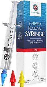 Medi Grade Ear Syringe Ear Wax Removal Kit with 3 Quad-stream Tips - Water Irrigation Ear Cleaner Ear Wax Remover for Improved Hearing Clarity and Aural Hygiene - Ear Syringe Kit Earwax Remover Tool