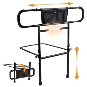 Foldable Bed Rails for Seniors with Storage Pocket