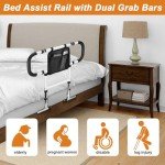 Adjustable Bed Rails for Seniors with Storage Pocket