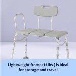 Medline Adjustable Bath Transfer Bench with Non-Slip Feet