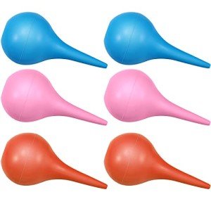 Nuanchu 6 Packs Ear Syringe Bulb for Infant, Baby Rubber Ear Cleaning Bulb for Puppies, Adults 30 ml Soft Hand Ear Washing Squeeze Bulb Removal Tool Ear Syringe (Pink, Blue, Orange)