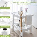 Y&M 2-Tier Waterproof Shower Bench with Storage