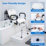 Sliding Shower Chair with Swivel Seat for Seniors