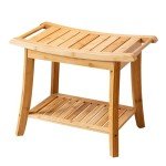 Bamboo Shower Bench with Storage Shelf for Adults