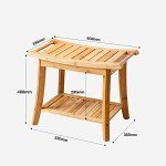 Bamboo Shower Bench with Storage Shelf for Adults