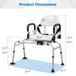 Sliding Shower Chair with Swivel Seat for Seniors