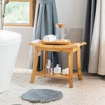 Bamboo Shower Bench with Storage Shelf for Adults