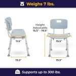 Safety Bath Bench with Backrest - Gray