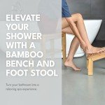 Deluxe Bamboo Shower Seat Bench with Storage Shelf