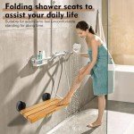 20" Wall-Mounted Foldable Teak Shower Seat