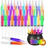 100 Packs Halloween Jello Syringes, 20ml Resuable Plastic Party Jello Syringes, BPA-Free, Halloween Party Supplies Dispensing Syringe Jelly Cups for Adults and Kids