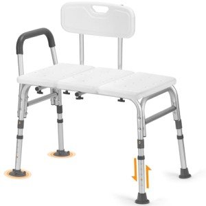Compact Tub Transfer Bench with Backrest and Armrest