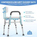 Compact Tub Transfer Bench with Backrest and Armrest