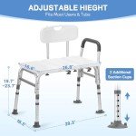 Compact Tub Transfer Bench with Backrest and Armrest