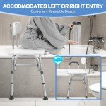 Compact Tub Transfer Bench with Backrest and Armrest