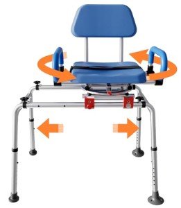 VOCIC Adjustable Swivel Shower Chair with Armrests