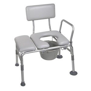 Drive Medical Transfer Bench Commode Chair with Padded Seat