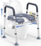 HOMLAND Toilet Seat Riser for Seniors, Raised Toilet Seat with Handles & Padded Seat, Adjustable Height & Width, 400lb Handicap Elevated Toilet Seat for Elderly, Pregnant, Bathroom, Fit Any Toilet
