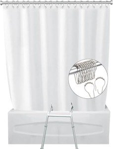 White Split Shower Curtain for Bath Transfer Benches