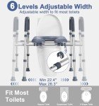 HOMLAND Toilet Seat Riser for Seniors, Raised Toilet Seat with Handles & Padded Seat, Adjustable Height & Width, 400lb Handicap Elevated Toilet Seat for Elderly, Pregnant, Bathroom, Fit Any Toilet