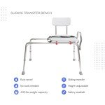 Height Adjustable Sliding Transfer Bench & Shower Chair