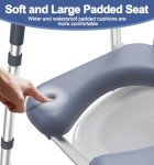 HOMLAND Toilet Seat Riser for Seniors, Raised Toilet Seat with Handles & Padded Seat, Adjustable Height & Width, 400lb Handicap Elevated Toilet Seat for Elderly, Pregnant, Bathroom, Fit Any Toilet