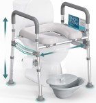 Raised Toilet Seat with Handles, 500lb Toilet Seat Riser for Seniors with Bedpan, Adjustable Height & Width, Handicap Elevated Toilet Seat for Elderly, Bedside, Bathroom, Fit Any Toilet