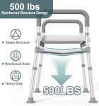 Raised Toilet Seat with Handles, 500lb Toilet Seat Riser for Seniors with Bedpan, Adjustable Height & Width, Handicap Elevated Toilet Seat for Elderly, Bedside, Bathroom, Fit Any Toilet