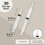 Juvale 30-Pack Plastic Shot Syringes, 1 Oz - Spooky Drink Syringes for Halloween Parties, Nurse Graduations, and New Year’s Celebrations