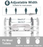 Raised Toilet Seat with Handles, 500lb Toilet Seat Riser for Seniors with Bedpan, Adjustable Height & Width, Handicap Elevated Toilet Seat for Elderly, Bedside, Bathroom, Fit Any Toilet