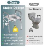Raised Toilet Seat with Handles, 500lb Toilet Seat Riser for Seniors with Bedpan, Adjustable Height & Width, Handicap Elevated Toilet Seat for Elderly, Bedside, Bathroom, Fit Any Toilet